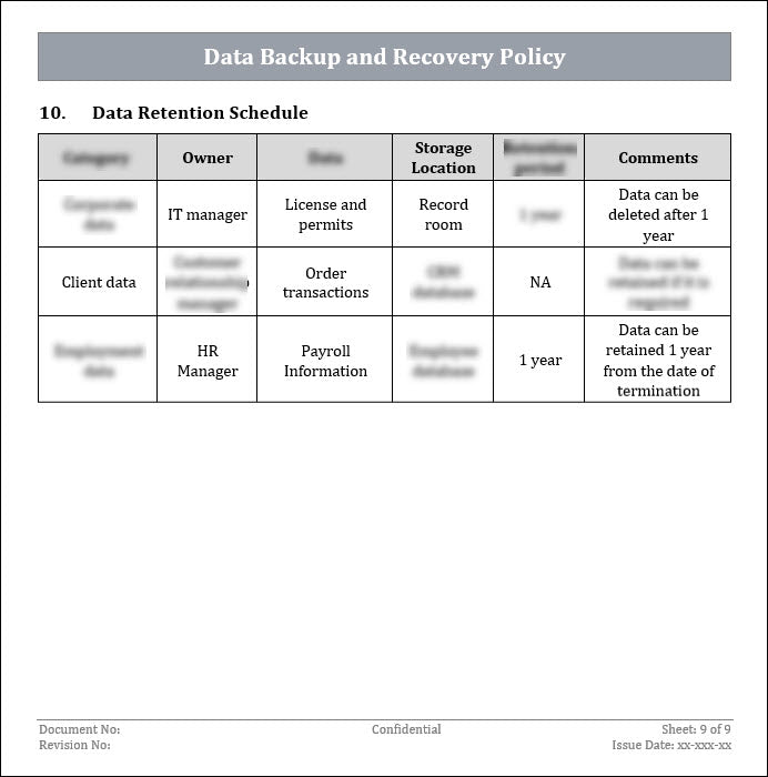 ISO 27001:2022 - Data Backup And Recovery Policy Template