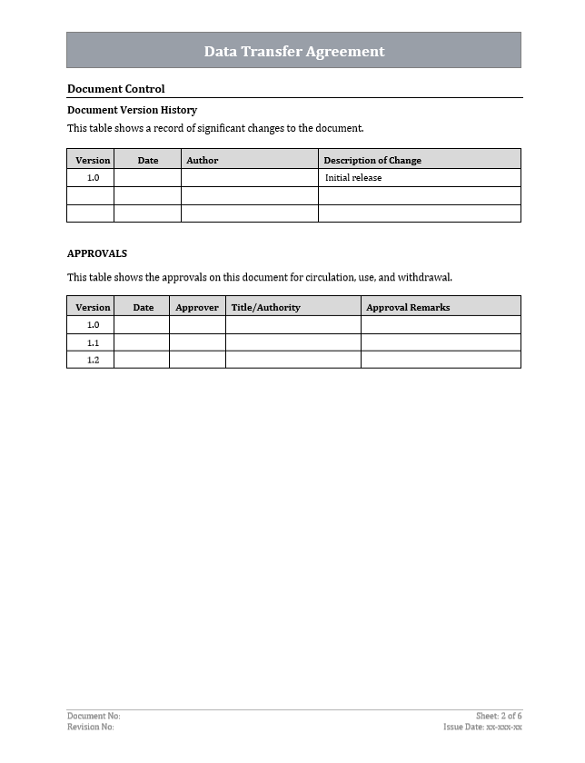 ISO 27001 - Data Transfer Agreement Template