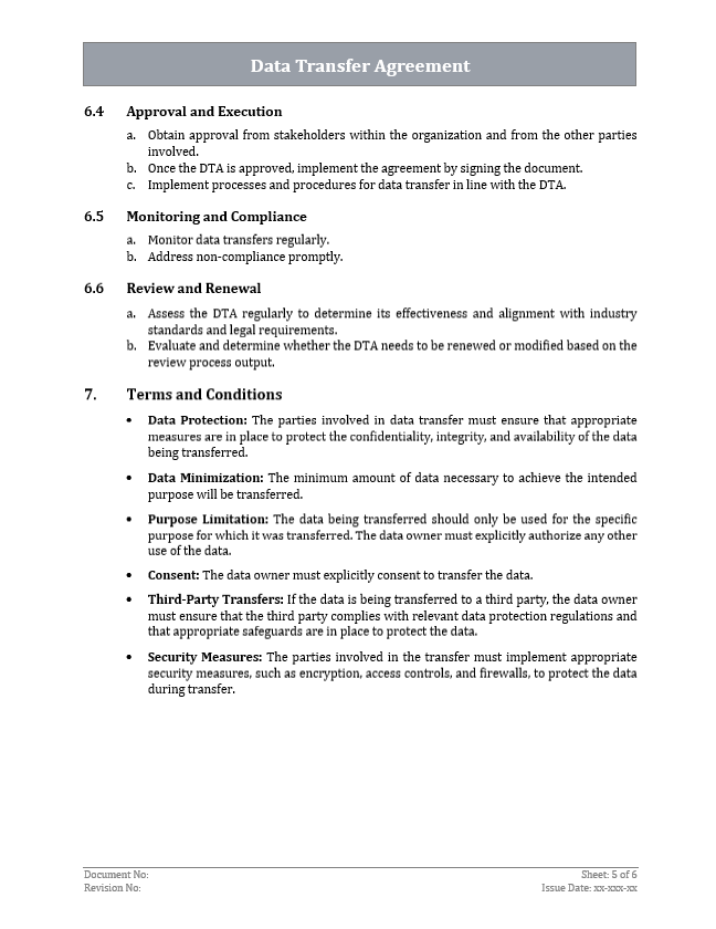 ISO 27001 - Data Transfer Agreement Template