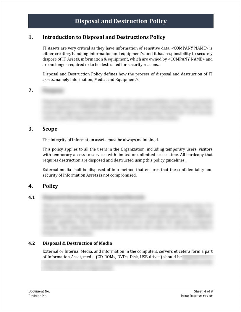 ISO 27001 Disposal And Destruction Policy