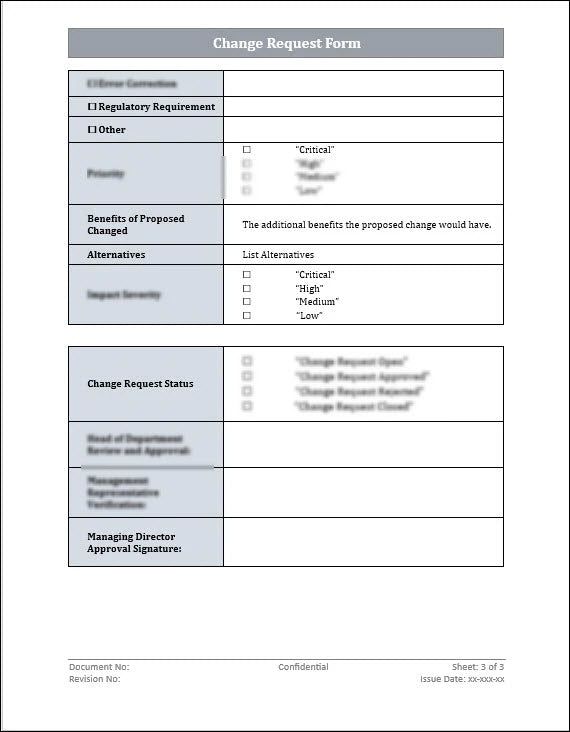 Document Change Request Form Template (IMS) - Editable Word – ISO ...
