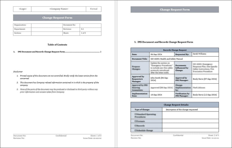Document Change Request Form Template (IMS) - Editable Word – ISO ...