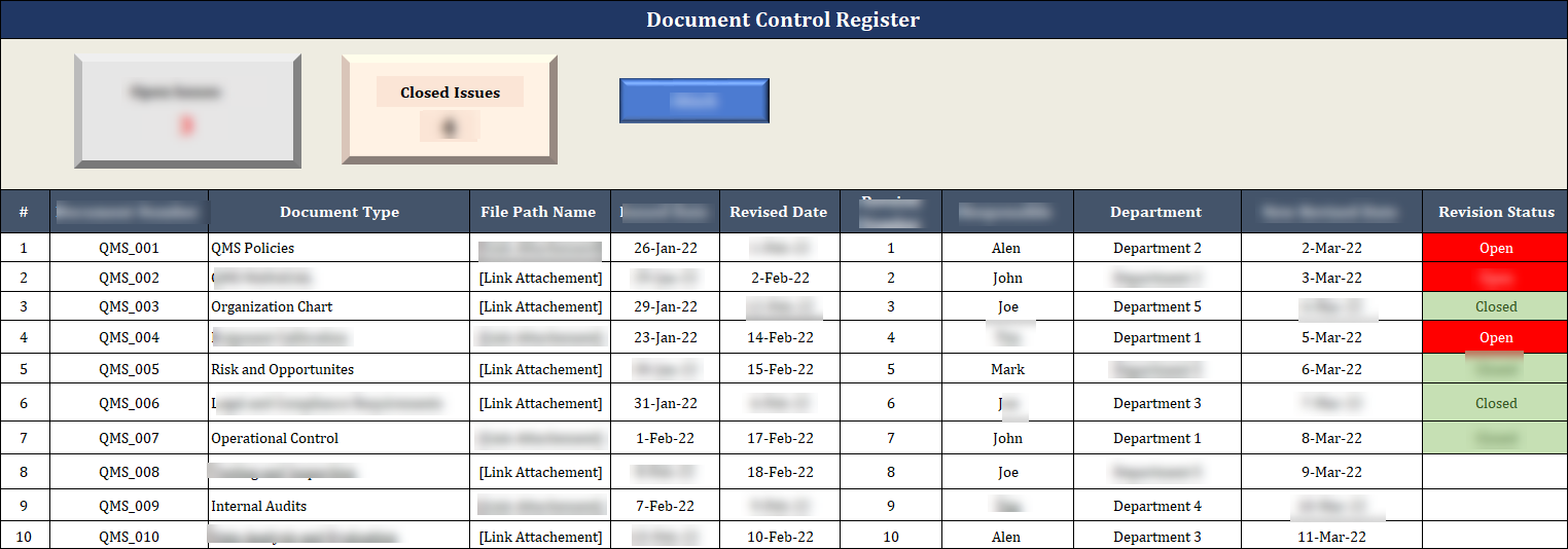 Sample Dimensional Control. Register ISO 9001: QMS Document Control Register – ISO Templates and Documents ...