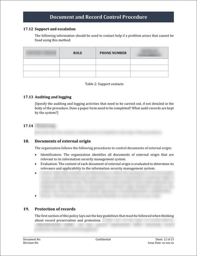 ISO 27001:2022 - Document and Record Control Procedure Template