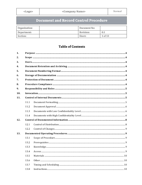 Record Control Iso Animation ISO 27001 Document And Record Control Procedure – ISO Templates and ...