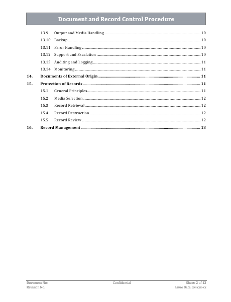 ISO 27001 Document And Record Control Procedure