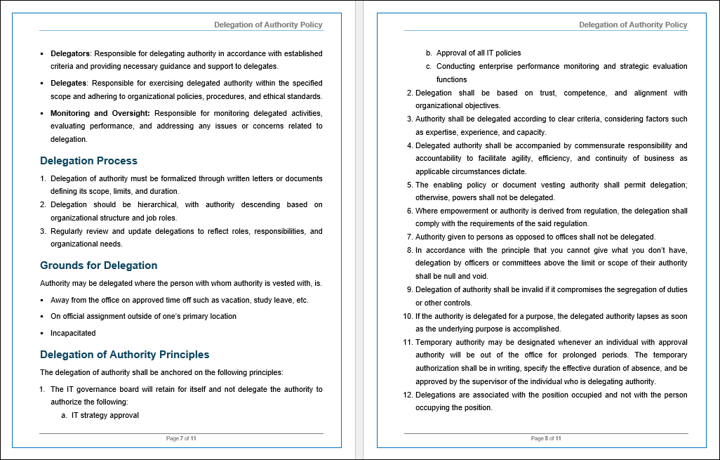 Delegation of Authority Policy Template