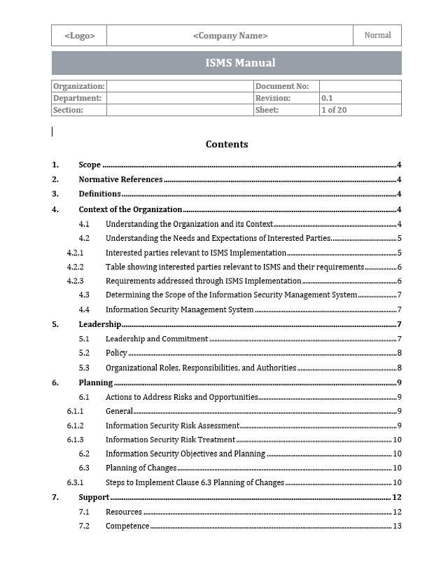 ISMS Manual - ISO 27001 – ISO Templates and Documents Download