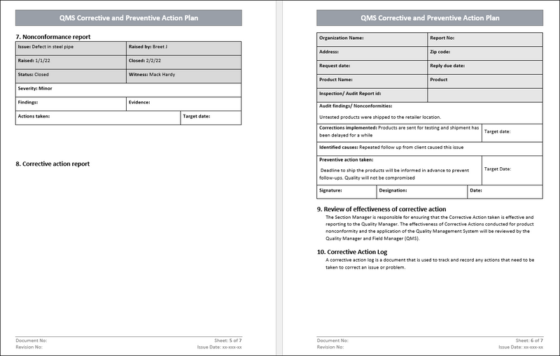 Corrective And Preventive Action Plan