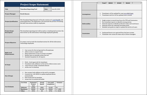 Project Scope Statement Template