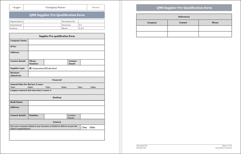 Supplier Pre-Qualification Form