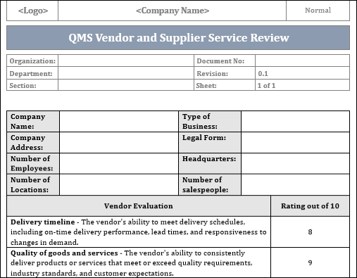 Vendor And Supplier Service Review