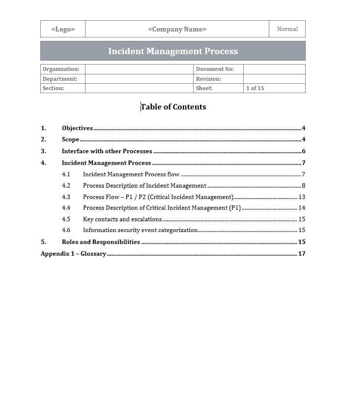 ISO 27001 - Incident Management Procedure Template