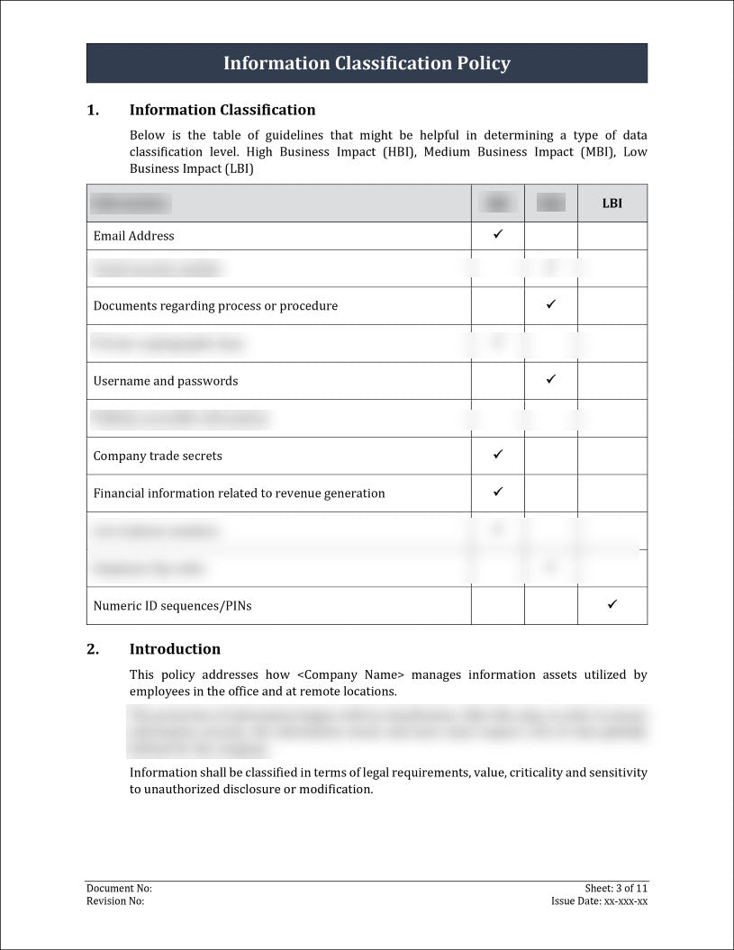 ISO 27001:2022 - Information Classification Policy Template