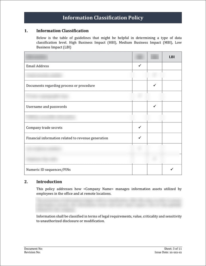 Information Classification Policy- ISO 27001