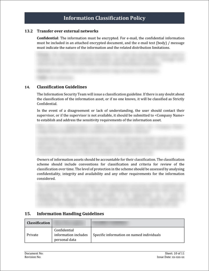 ISO 27001:2022 - Information Classification Policy Template