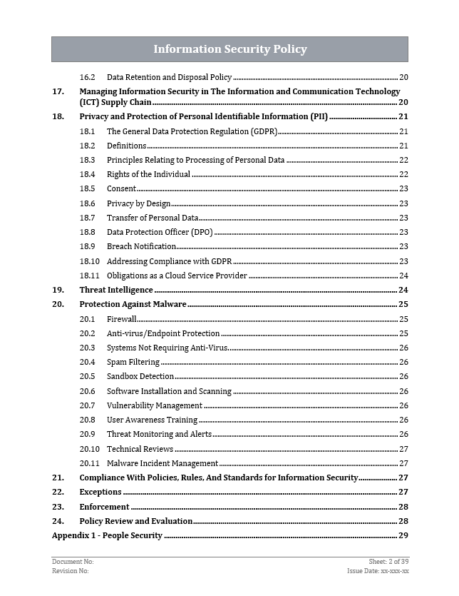 ISO 27001 Information Security Policy Template