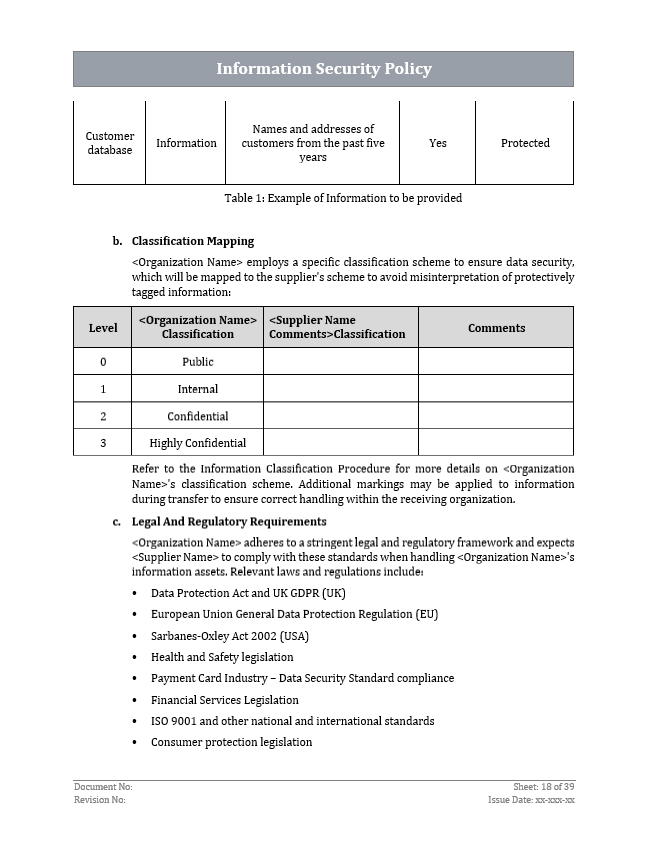 ISO 27001 Information Security Policy Template