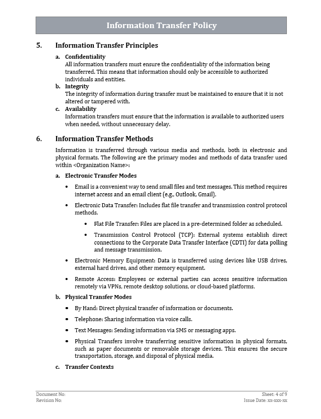 Information Transfer Policy- ISO 27001