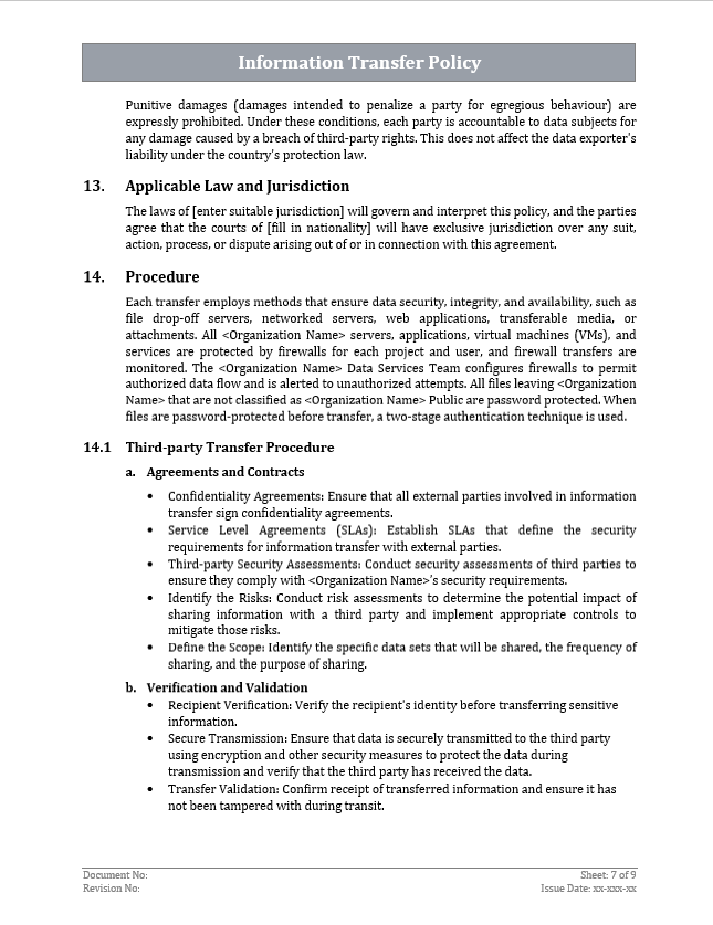 Information Transfer Policy- ISO 27001