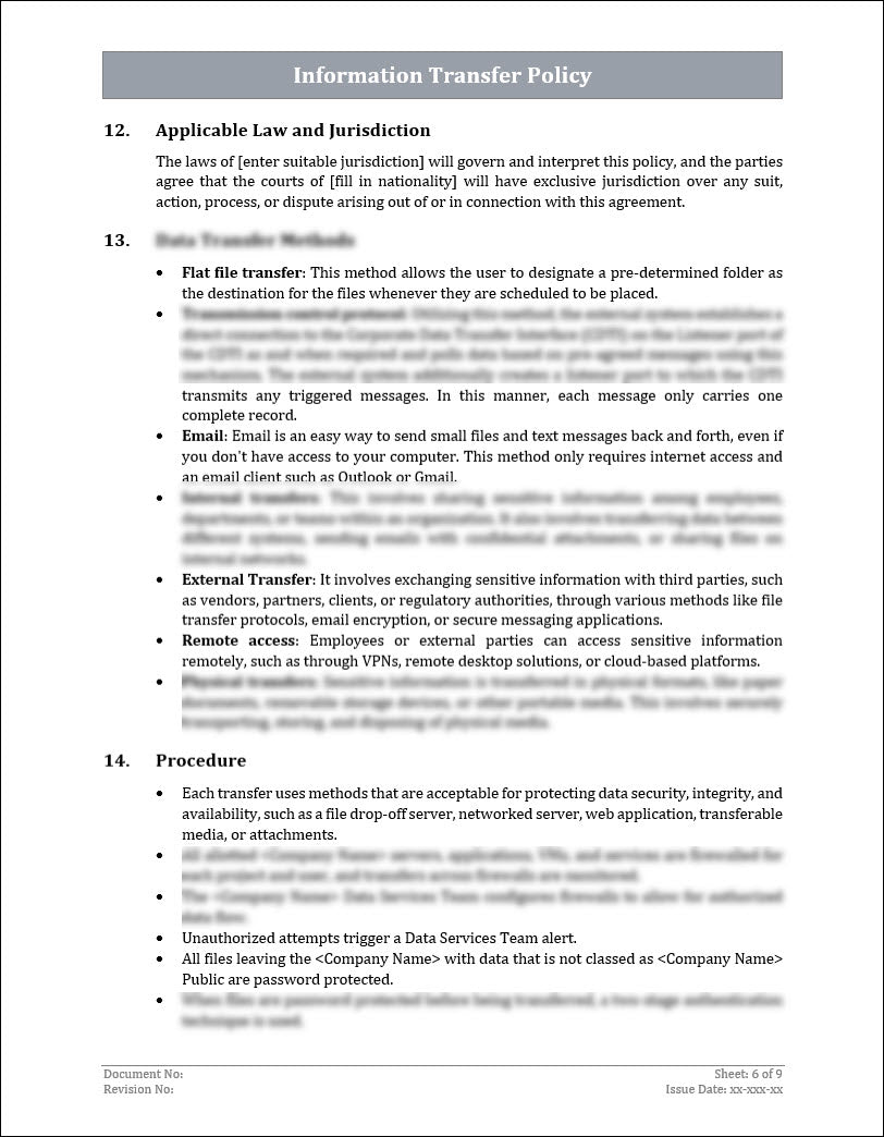 ISO 27001:2022 - Information Transfer Policy Template