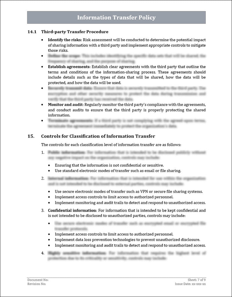 ISO 27001:2022 - Information Transfer Policy Template