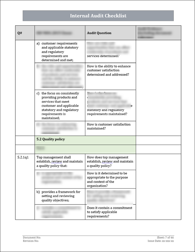 Qms Internal Audit Report.pdf ISO 9001: QMS Internal Audit Checklist (Word) – ISO Templates and ...