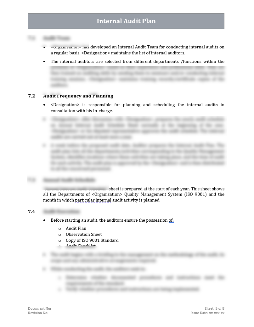 Qms Internal Audit Report.pdf ISO 9001: QMS Internal Audit Plan – ISO Templates and Documents Download