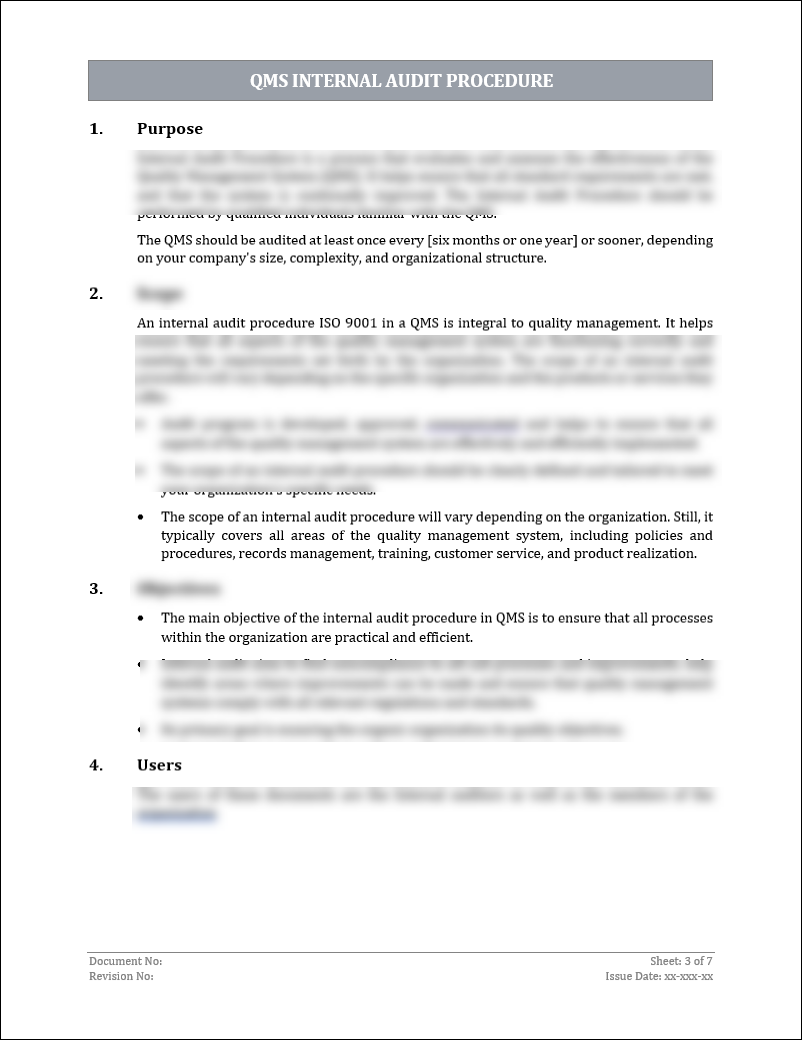 ISO 9001: QMS Internal Audit Procedure