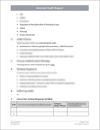 ISO 9001: QMS Internal Audit Report