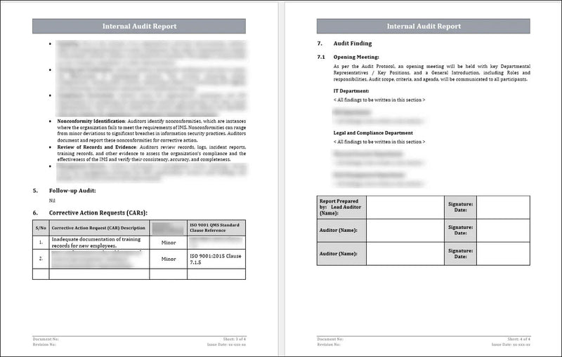IMS Internal Audit Report Template | Editable Word Format – ISO ...