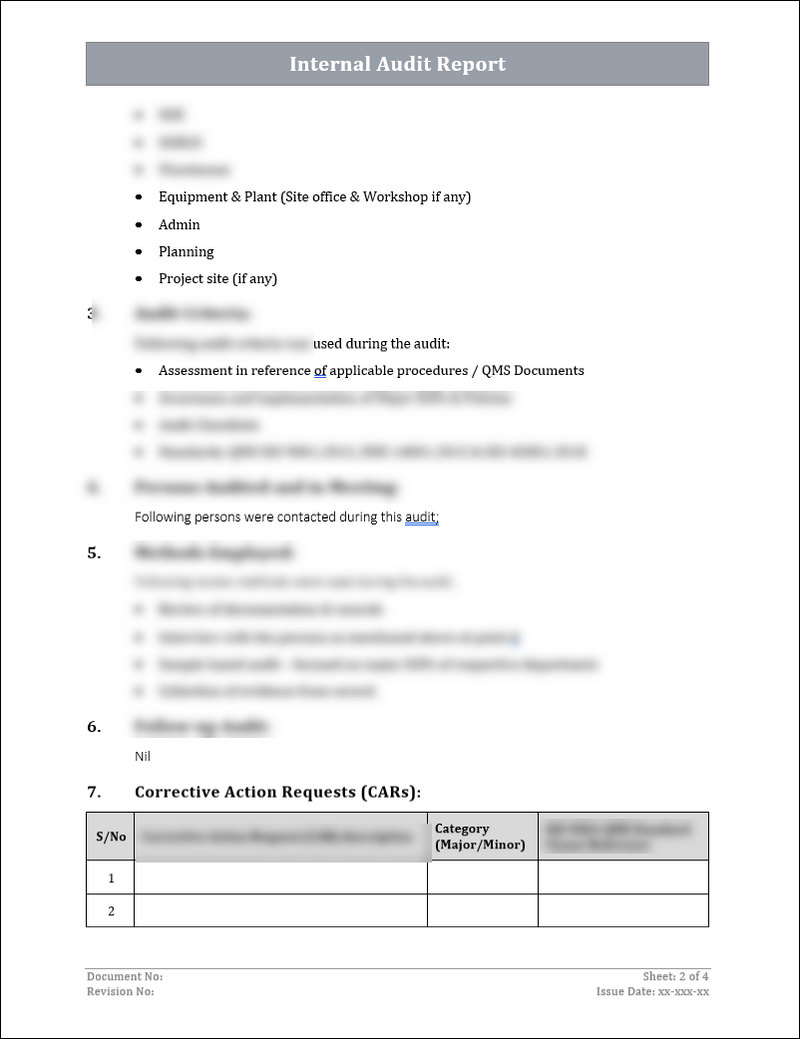 Qms Internal Audit Report.pdf ISO 9001: QMS Internal Audit Report – ISO Templates and Documents Download