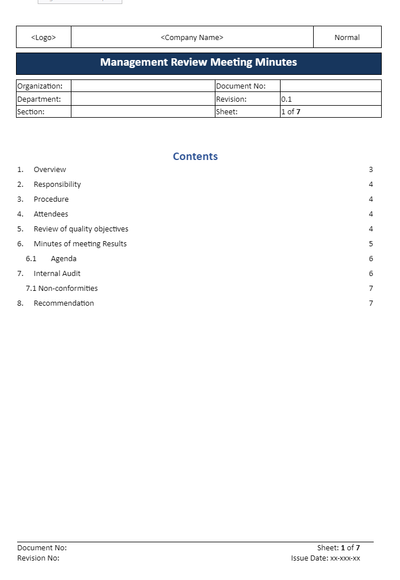 Management Review Meeting Minutes