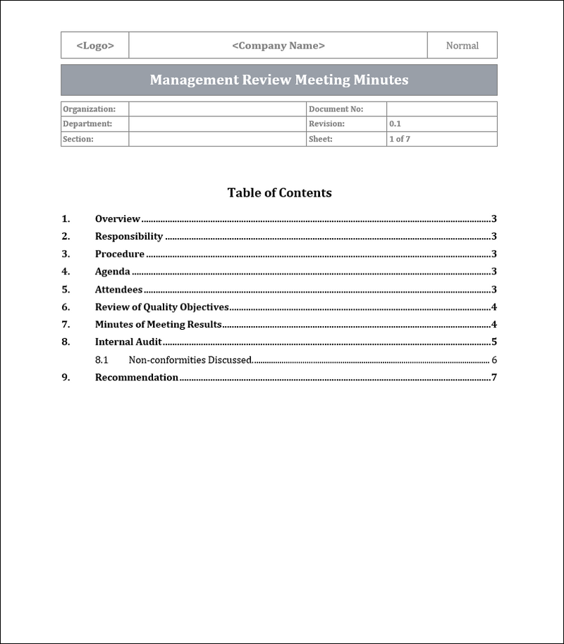 Iso Management Review Examples ISO 9001:QMS Management Review Meeting Template – ISO Templates and ...