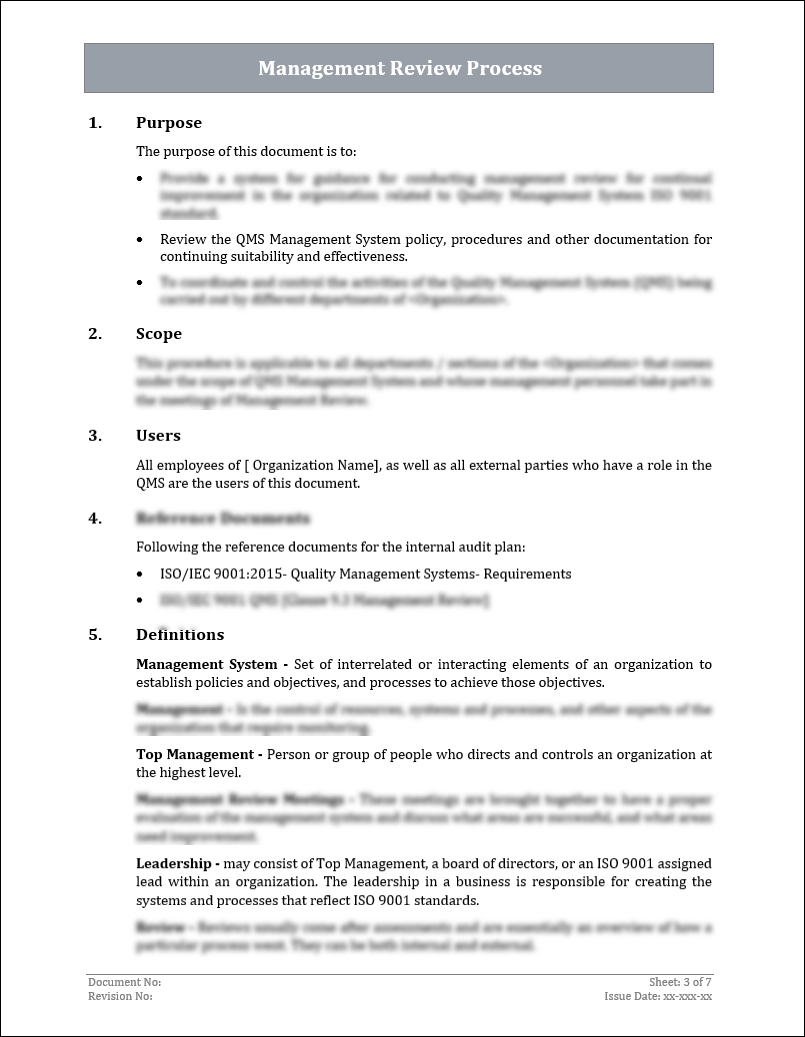 Iso Management Review Examples ISO 9001:QMS Management Review Process Template – ISO Templates and ...