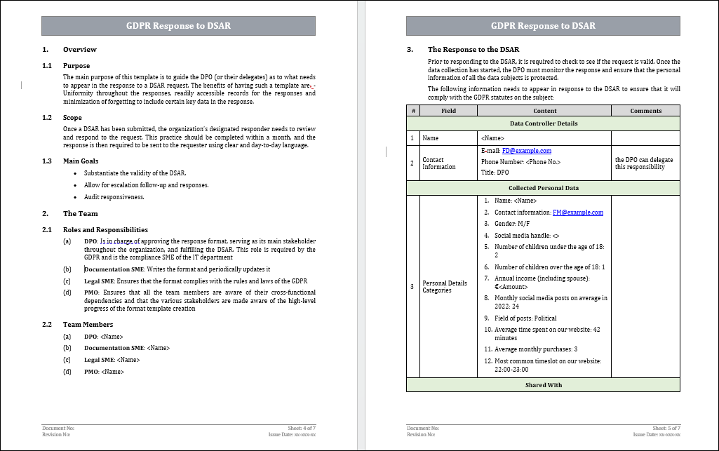 GDPR Response to DSAR Template