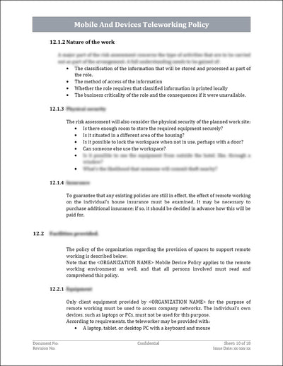ISO 27001:2022 - Mobile And Devices Teleworking Policy Template