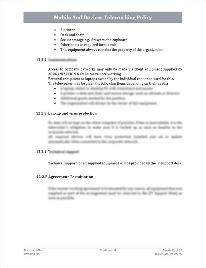 ISO 27001:2022 - Mobile And Devices Teleworking Policy Template