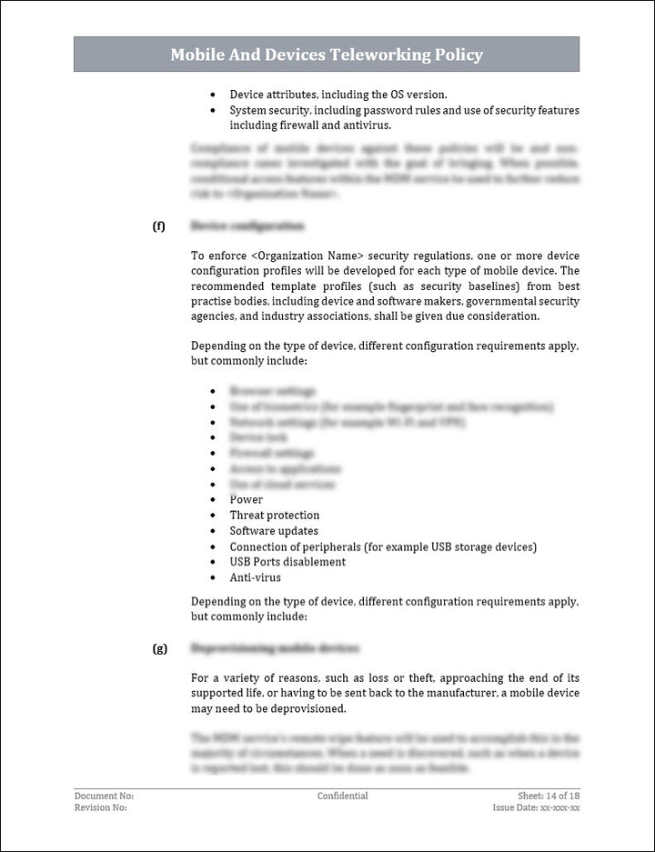 ISO 27001:2022 - Mobile And Devices Teleworking Policy Template