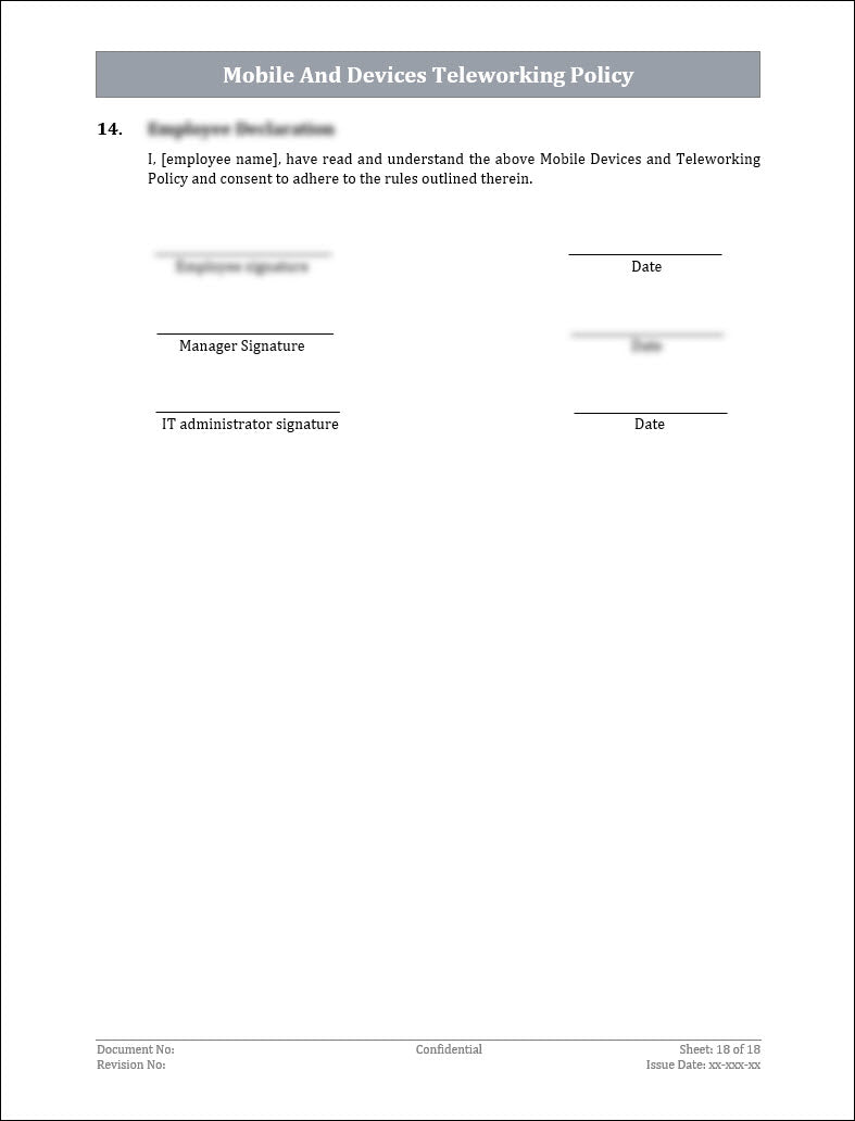 ISO 27001:2022 - Mobile And Devices Teleworking Policy Template