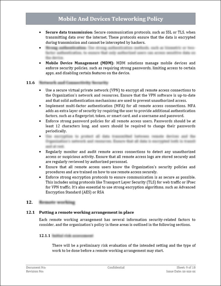 ISO 27001:2022 - Mobile And Devices Teleworking Policy Template