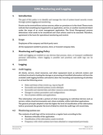 ISO 27001:2022 - Monitoring and Logging Policy Template