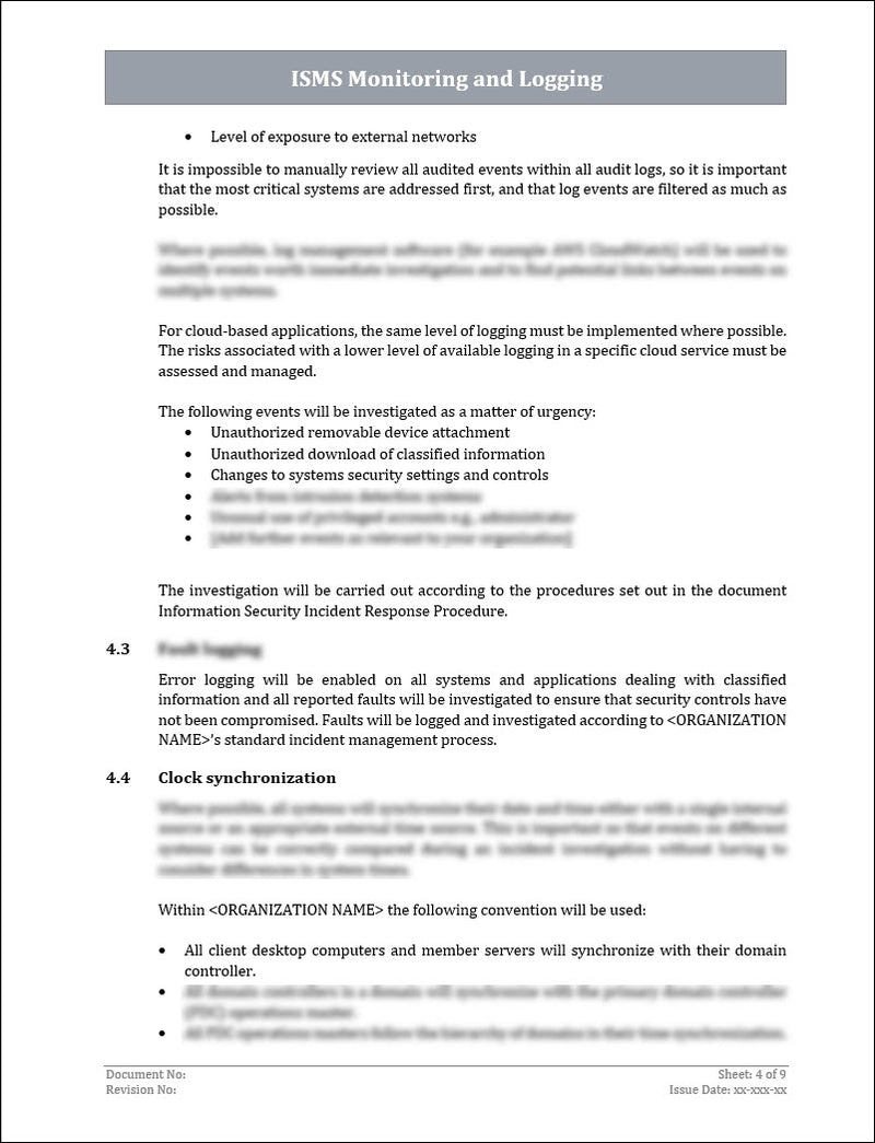 ISO 27001:2022 Monitoring and Logging Policy Template ISO Templates ISO 27001:2022 Monitoring and Logging Policy Template ISO Templates