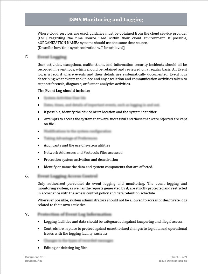 ISO 27001:2022 Monitoring and Logging Policy Template ISO Templates ISO 27001:2022 Monitoring and Logging Policy Template ISO Templates