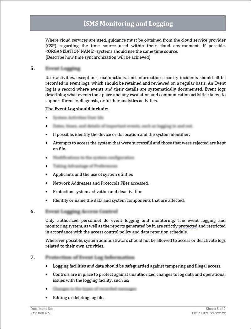 ISO 27001:2022 - Monitoring and Logging Policy Template