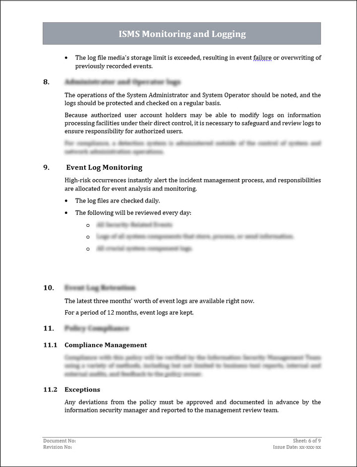 ISO 27001:2022 - Monitoring and Logging Policy Template