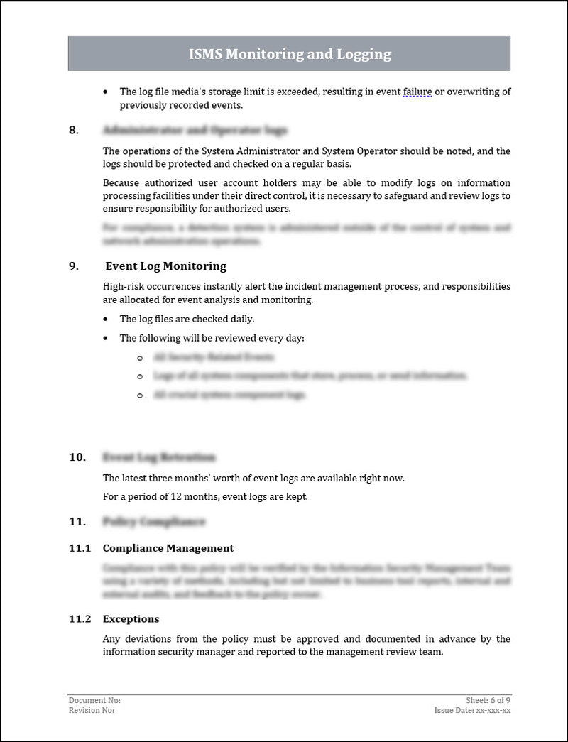 ISO 27001:2022 Monitoring and Logging Policy Template ISO Templates ISO 27001:2022 Monitoring and Logging Policy Template ISO Templates