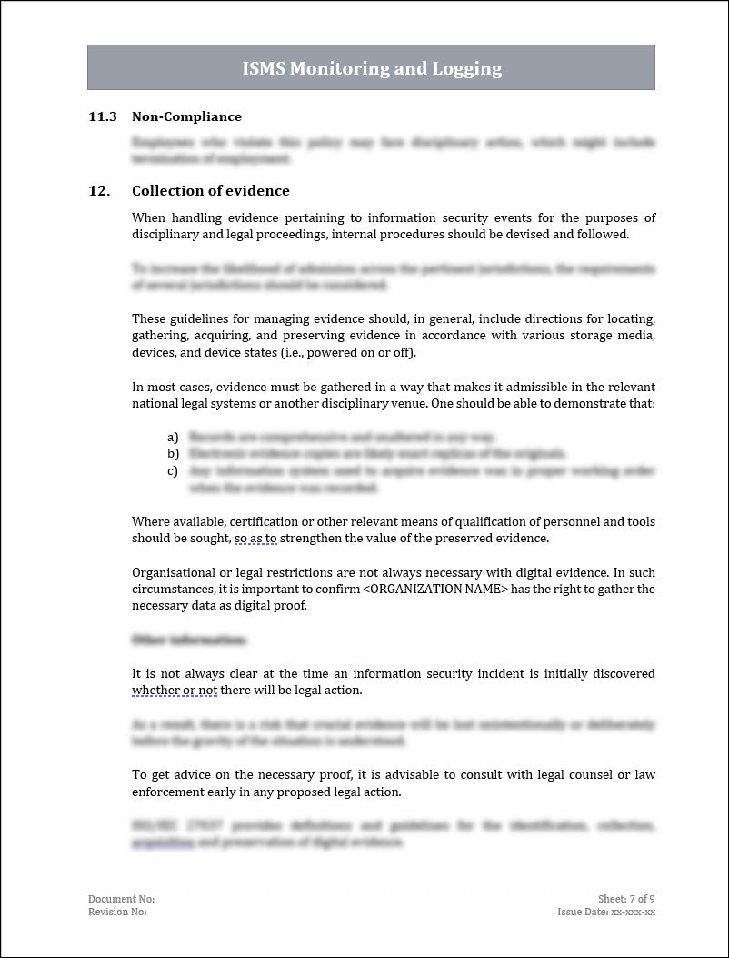 ISO 27001:2022 - Monitoring and Logging Policy Template