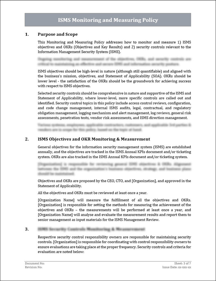  ISO 27001:2022 - Monitoring and Measuring Policy Template