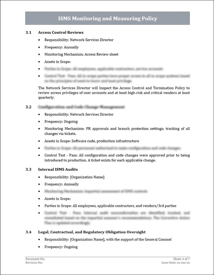  ISO 27001:2022 - Monitoring and Measuring Policy Template